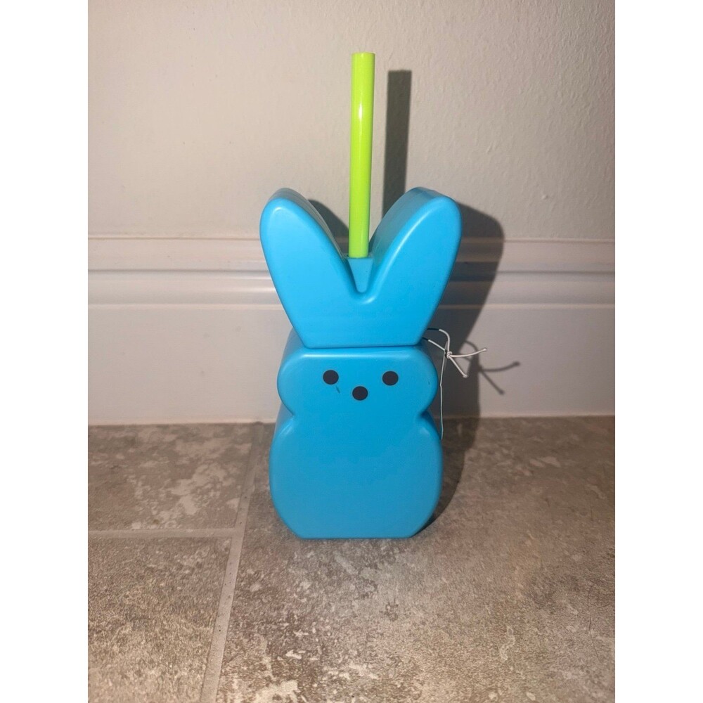 Target Bullseyes Easter PEEPS blue Tumbler Cup with Straw 7"